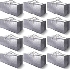 12 Pack Heavy Duty Extra Large Moving Bags W/Backpack Straps - Strong Handles & Zippers, Storage Totes For Space Saving, Fold Flat, Alternative to Moving Box and Storage Bin, Silver