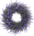26" Purple Lavender and Eucalyptus Wreath - Artificial Farmhouse Front Door Decor for Porch, Window, Wall | Spring, Summer, Fall Home Decor Gift