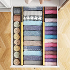 SpaceAid Bamboo 4 Pack Dresser Drawer Dividers, 4.65“ High Adjustable 17“-22” Drawer Organizers, Expandable Organization for Clothing, Clothes, Dressers, Natural