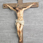 BC Catholic Crucifix Wall Cross, 20.75"H Large Jesus Christ Inspirtional Home Décor, Devout Gift, Renaissance Sculpture Handmade by Buildclassic