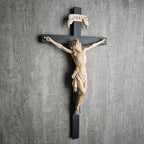 BC Catholic Crucifix Wall Cross, Elegant Modern Home Decor, Religious Gifts for House Warming, 16" H, Renaissance Sculpture Handmade by Buildclassic (Bone Beige)