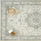 Green Area Rug 2x3 Washable Entryway Carpet Vintage Kitchen Soft Retro Low Pile Thin Non Slip Door Mat Entrance Oriental Medallion Throw Rug for Bathroom Office Bedroom Dining Room