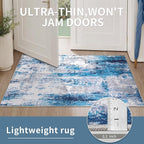 Ciicool Modern Abstract Rug for Living Room, 5'x7' Machine Washable Area Rug Non-Slip Rug, Low-Pile Contemporary Indoor Dining Floor Carpet for Bedroom Office Under Table Home Decor Grey Blue