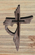 Top Brass Rustic One Love Decorative Heart Wall Cross - Multi Layered Weathered Wood Look Spiritual Jesus Art Sculpture