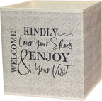 Shoe Cover Box - Welcome Guests to Please Cover Shoes. Indoor Foldable Storage Bin to Fill w/your Favorite Booties. For Homeowner, Real Estate Agent, Realtor Open House Supplies | 1 Beige & Black