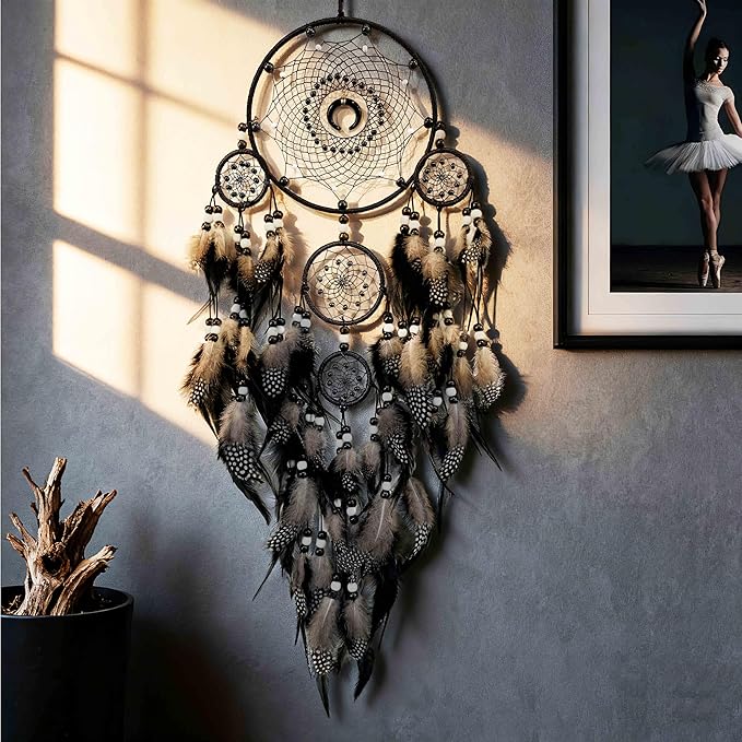 Dream Catchers for Adults Black Dream Catchers Large Dream Catcher Boho Dream Catcher Wall Decor for Boys Teen Room Decor Dorm Living Room Hanging Decoration Festival Gifts