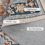 U'Artlines Boho Vintage Area Rug 3x5 Machine Washable Low Pile Soft Floor Carpet Non Slip Non Shedding Accent Rug for Living Room Bedroom Entryway Dining Room Office Orange Blue