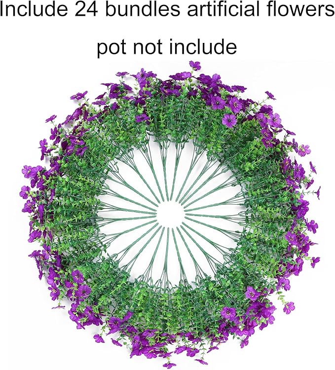 Ivydale Artificial Flowers for Outdoor 24 Bundles Fake Mums UV Resistant Silk Daisy Faux Plants for Outside Planter Home Porch Patio Window Box Decor, Purple