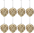 Jetec 8 Pieces Christmas Ornaments Glitter Christmas Tree Hanging Decoration Decorative Artificial Pine Cones Flowers Hanging Ornaments for Winter Wreath Holiday Decor(Gold)