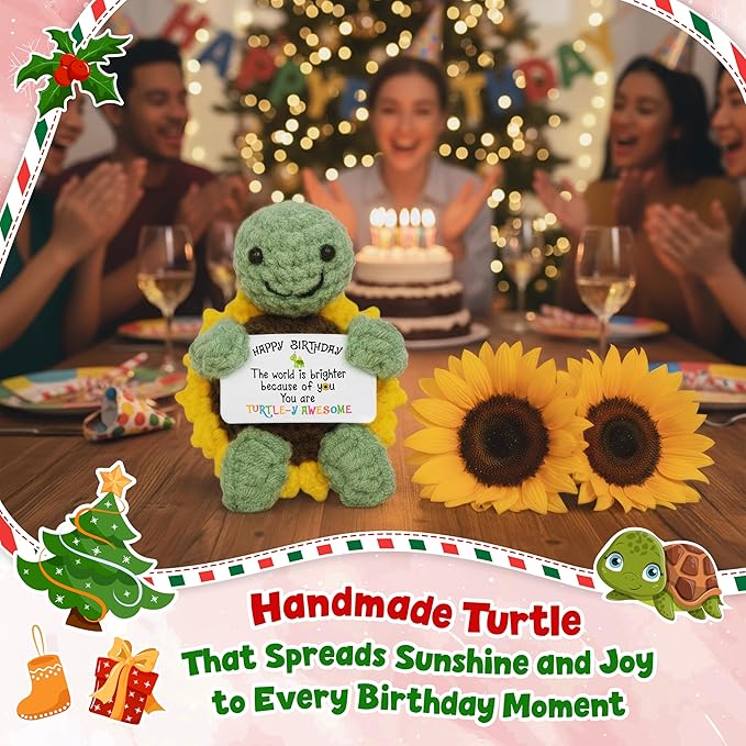 OASSIE Birthday Gifts for Women - Turtle Positive Crochet Animals, Emotional Support Crochet - Turtle Gifts for Women Birthday Unique, Emotional Support Crochets
