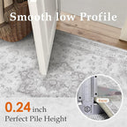 Grey Gray Area Rug 3x5 Washable Vintage Carpet for Entryway Office Soft Retro Kitchen Low Pile Thin Door Mat Non Slip Oriental Medallion Throw Rug for Bathroom Bedroom Dining Living Room