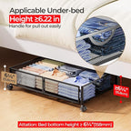 Yecaye Under Bed Storage with Wheels, 2 Pack Under Bed Shoe Storage Organizer Drawer, Tool-free Assembly Metal Underbed Storage Containers for Clothes, Shoes, Black
