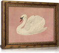 Vintage Gold Framed Wall Art Retro White Swan Cottagecore Canvas Print Neutral Moody Bird Painting Picture Rustic Farmhouse Pink Antique Swan Poster Artwork for Living Room Bedroom