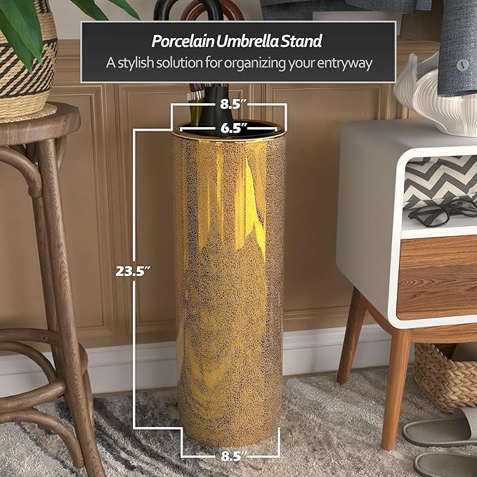 Red Lantern 24" Gold Crackle Umbrella Stand