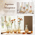 Der Rose Amber Glass Bud Vases Set of 20, Small Bud Vases for Flowers, Rustic Wedding Centerpieces and Home Decor