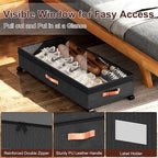 Under Bed Storage with Wheels - 2Pack 70L UnderBed Storage Containers with Clear Lid & Label, Rolling Under Bed Storage Bins for Clothes, Shoes, Blankets (XXL,Black)