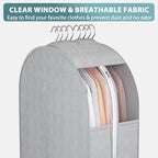 10" Gusseted Garment Bags for Hanging Clothes with clear window, 60" Suit Bags for Open Closet Storage, Clothing Cover for Coat, Dress, Jacket, Shirt, Fur Wardrobe Protector, 4 Packs