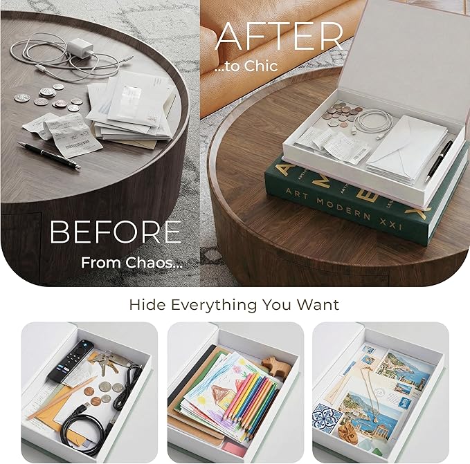 Decorative Books for Home Decor – Green & Pink Linen Faux Books for Decoration: Aesthetic Fake Book Shelf, Living Room, Mantle, Entryway & Coffee Table Decor – Stack Faux Book Storage Box, Set of 2