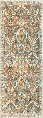 Keen Home Design 2x10 Rug - Machine Washable Runner with Non-Slip Backing, Ideal for Hallway, Entryway, Kitchen, Laundry Room - Vintage, Easy Clean, Durable, Low Pile Rug - (2'6" x 10')