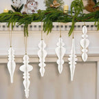 6Pcs White Finial Christmas Ornaments for Tree, 3D Paper Honeycomb Hanging Decorations Vintage Christmas Honeycomb Ornaments Lanterns for Xmas Tree Winter Wedding New Year Holiday Party Home Decor