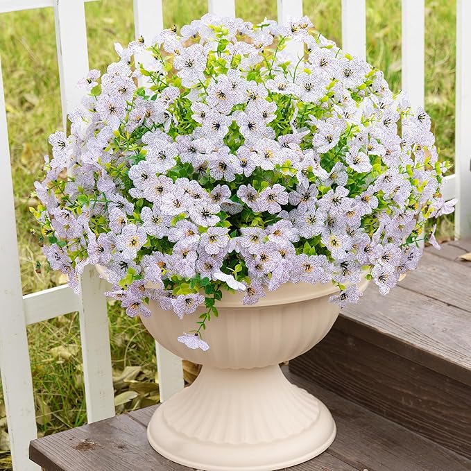 Artificial Fake Flowers Plants for Outdoors Spring Summer Decoration,Faux Flowers Silk Daisy Plants Greenery Realistic UV Resistant for Outside Planters Front Porch Patio Boxwood 16 Bundles Home White