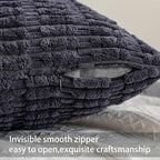 Aegero Pack of 2 Corduroy Decorative Throw Pillow Covers 22x22 Inch Soft Striped Pillow Covers Modern Farmhouse Home Decor for Sofa Living Room Couch Bed（Dark Grey）