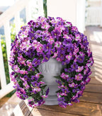 HyeFlora Artificial Flowers for Outdoors, 2pcs Faux Hanging Morning Glory Silk Fake Flowers Lifelike Artificial Plants UV Resistant Flowers for Outside Planter Patio Garden Porch Decor (Purple Red)