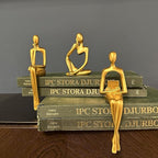 Prettidecor Gold Home Decor Thinker Statue Accents, Set of 3 Thinker Sculptures Office Decor Modern Abstract Resin Decoration on Shelf Table Desk for Living Room Office Bedroom (Small Gold)