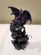 Pacific Giftware Small Guardian Dragon Protecting Castle with Rhinestone Rock Crystal Tabletop Decor Collectible Figurine Gift (5.5" Purple)