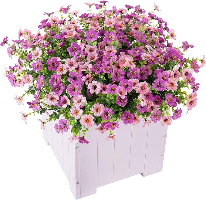 Artificial Fake Flowers Plants for Outdoor Spring Summer Decor, 12 Bundles Faux Silk Flowers for Outdoor Outside Planter Colorful Daisy UV Resistant Look Real for Front Door Porch Patio Yard