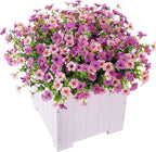 Artificial Fake Flowers Plants for Outdoor Spring Summer Decor, 12 Bundles Faux Silk Flowers for Outdoor Outside Planter Colorful Daisy UV Resistant Look Real for Front Door Porch Patio Yard