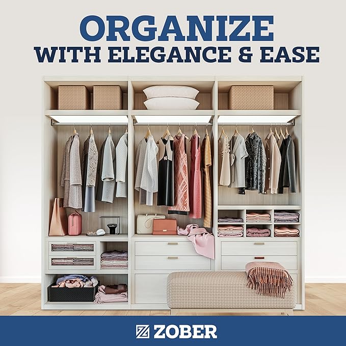 ZOBER Wooden Hangers - Heavy Duty, Non Slip Wood Hangers for Coats, Jackets, Suits, & Pants - Coat Hangers for Closet W/Bar and Notches 20 Pack