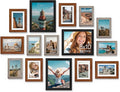 Vittanly 15 Pack Picture Frames Collage Wall Decor for Mounting or Tabletop Display, Gallery Frame Set Including 3pcs 8x10, 6pcs 5x7, 6pcs 4x6, Black, Walnut Brown and Dark Grey