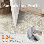 9x12 Area Rug Beige Washable Vintage Distressed Living Room Carpet Large Bedroom Indoor Medallion Floral Non Slip Retro Throw Floor Mat for Office Dining Room Kitchen Bathroom