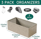 3 PACK Drawer Organizer Clothes，drawer Divider， Dresser Drawer Storage for Sock, Underwear, Bra，Panties，Belt, Tie, Stockings, Leggings & Accessories (Beige)