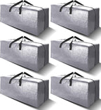 6 Pack Heavy Duty Extra Large Moving Bags W/Backpack Straps - Strong Handles & Zippers, Storage Totes For Space Saving, Fold Flat, Alternative to Box and Bin (40 gal, Silver)