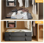 2-Pack Under Bed Storage Containers, 8 Inches Tall Underbed Clothes Storage Organizer Bin with Sturdy Sidewalls/Bottom, Under the Bed Storage Bags 2 Storage Bins, Black