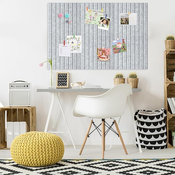Cork Board for Walls 36" x 24", 6 Pack Felt Bulletin Board Wall Tiles with 30 Push Pins for Home Kitchen School Office Wall DIY Decorative