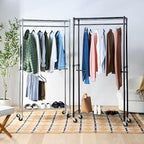 Amazon Basics Adjustable Clothes Rack for Handing, Double Hanging Rod Garment Rolling Closet Clothing Organizer, Chrome, 36'' x 14'' x 72''