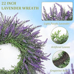 Summer Spring Wreaths for Front Door Artificial Lavender Wreath All Seasons Purple Lavender, Wreaths for Outdoor Indoor Wall Home Farmhouse Window Wedding Festival Decor