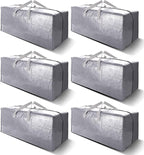 Heavy Duty Extra Large Moving Bags W/Backpack Straps - Strong Handles & Zippers, Storage Totes For Space Saving, Fold Flat, Alternative to Moving Box and Storage Bin (Set of 6, Silver)