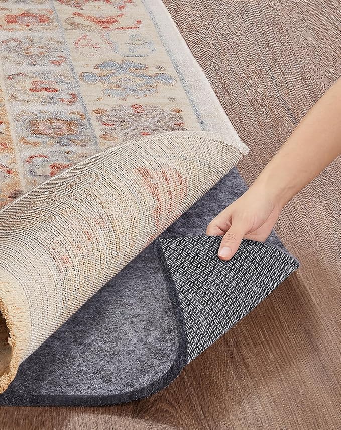 Veken Non Slip Cushioned Rug Pad Gripper 2 x 4 Ft, Felt and Silicone Backing, 1/4 inch Thick Carpet Liner for Hardwood Floors and Finishes, Under Area Rugs Anti Skid Mat, Keep Rugs Safe and in Place