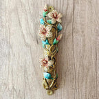 Hand-Painted Mezuzah, 9.5 Inches Large Mezuzah with Exquisite Enamel Design, Pomegranate Flower, and Scroll Included for Jewish Occasions