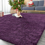 OLANLY 9x12 Machine Washable Large Area Rugs for Living Room, Bedroom, Soft Fluffy Shaggy Bedside Rug, Indoor Floor Carpet for Kids Girls and Boys, Dorms, Nursery, Home Decor Aesthetic, Dark Purple