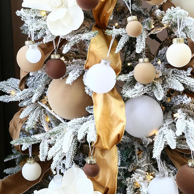 Sea Team 16-Pack Flocked Velvet Christmas Tree Ball Ornaments Set, Decorative Hanging Baubles, Shatterproof Plastic Decorations for Xmas Tree, Wreath, Garland, 80mm/3.15 Inches, Baking Time