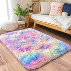 Small Area Rug, 2x3 Rainbow Rug for Bedroom Shaggy Throw Rugs for Girls Room, Soft Carpet for Kids Room, Plush Non-Slip Fluffy Bedside Rug for Living Room Nursery Dorm Home Decor