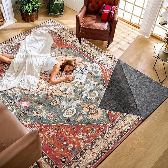 Waterproof Rug Pad, 3x5 ft Under Area Rug Carpet Pad, Non Slip Rug Pads for All Floors and Hardwood Floors Finishes, Keep Carpets in Place Soft and Prevent Rug from Wrinkling or Buckling