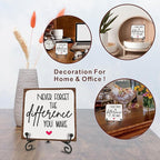 Wooden Motivational Office Desk Decor 4in - Never Forget The Difference You Make - Positive Reminder Inspirational Plaque with Stand for Home Office Desk Decor & Accessories Gift for Women Men- A17