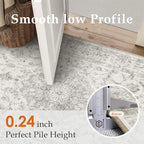 9x12 Area Rug Gray Washable Living Room Vintage Carpet Bedroom Large Non Slip Soft Low Pile Soft Thin Dining Room Office Accent Throw Rug