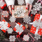 White and Silver Christmas Snowflake Ornaments- 36Pcs Plastic Glitter Hanging Snow Flakes for Christmas Tree Decorations Winter Wonderland Frozen Birthday Party Holiday Home Decor Craft Snowflakes